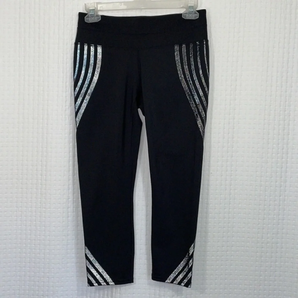 Athleta Black Leggings with Gray Stripes - Picture 5 of 9